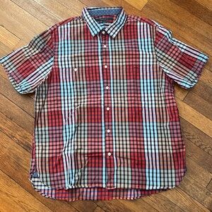 Perry Ellis Red and Blue Slim Fit Button Down Shirt XXL